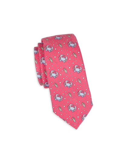 Vineyard Vines Boy's Crab Print Tie In Raspberry