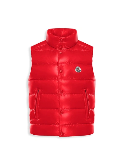Moncler Kids' Boy's Tib Logo Quilted Vest In Red