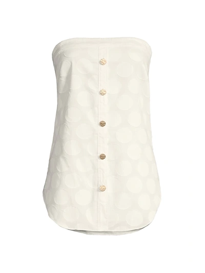 Milly Penn Graphic Dot Clipping Top In White