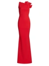 Chiara Boni La Petite Robe Flower-embellished One-shoulder Gown In Passion