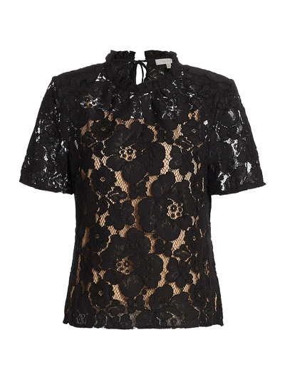 Wayf Livia Floral Lace Blouse In Black