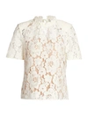 Wayf Livia Floral Lace Blouse In Ivory