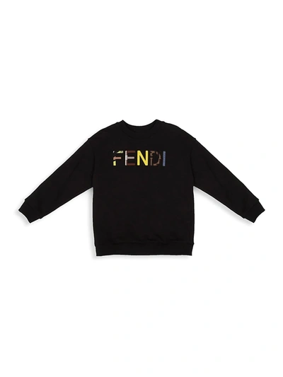 Fendi Little Kid's & Kid's Logo Embroidered Sweatshirt In Black