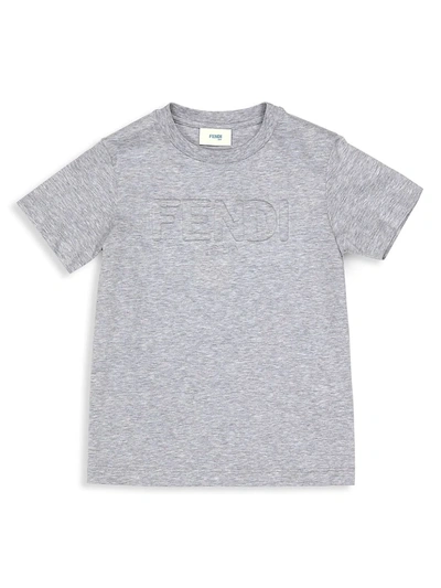 Fendi Little Kid's & Kid's Logo Embossed T-shirt In Grey