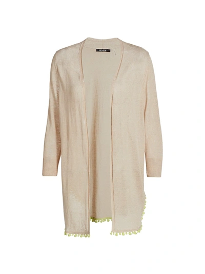 Nic + Zoe Pom-pom Open-front Cardigan In Beechwood