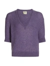 Khaite Sierra Short-sleeve Knit Sweater In Amethyst
