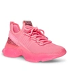 Steve Madden Women's Maxima Rhinestone-trim Trainer Sneakers In Hot Pink Neon