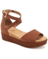 Giani Bernini Ellenaa Womens Memory Foam Ankle Strap Wedge Sandals In Cognac