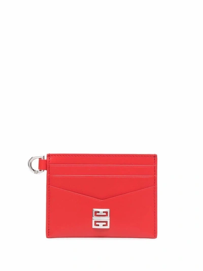 Givenchy 4g Leather Card Holder In Red