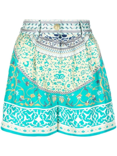 Etro Printed Silk-twill Shorts In Orange,beige,green