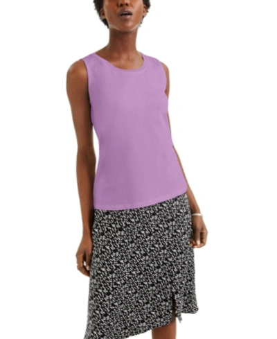 Alfani Sweater-trim Tank Top, Created For Macy's In Violet Tulle