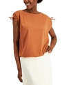 ALFANI TIE-SHOULDER CAP-SLEEVE TOP, CREATED FOR MACY'S