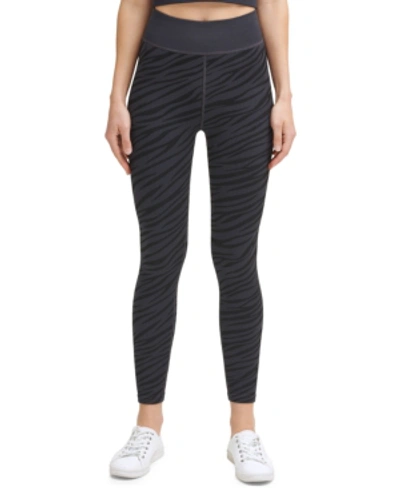 Calvin Klein Performance Women's Zebra-print Cropped Leggings In Black
