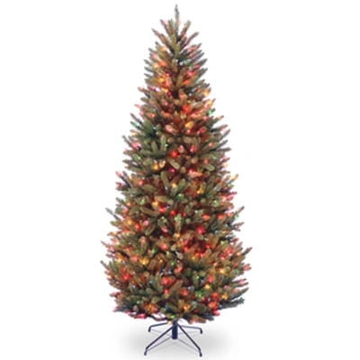 National Tree Company National Tree 7.5' Fraser Slim Fir Hinged Tree With 600 Multi Lights In Green