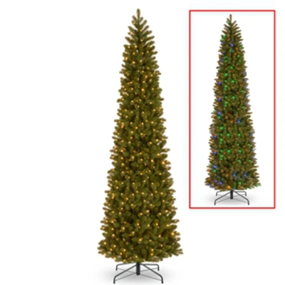 National Tree Company National Tree 12' Feel Real Downswept Douglas Fir Pencil Slim Tree With 850 Dual Color Led Lights & In Green