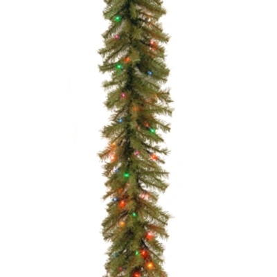 National Tree Company National Tree 9' X 10" Norwood Fir Garland With 50 Battery Operated Multi 4-color Led Lights In Green