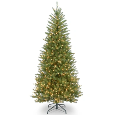 National Tree Company National Tree 7.5' Dunhill Slim Fir Hinged Tree With 600 Clear Lights In Green