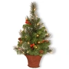 NATIONAL TREE COMPANY NATIONAL TREE 3 FT. CRESTWOODR SPRUCE HALF TREE WITH BATTERY OPERATED WARM WHITE LED LIGHTS