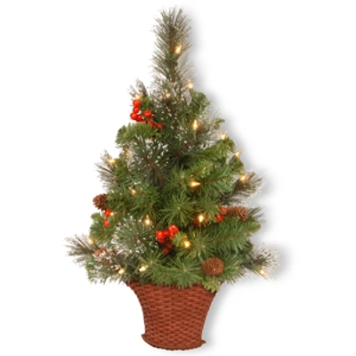 National Tree Company National Tree 3 Ft. Crestwoodr Spruce Half Tree With Battery Operated Warm White Led Lights In Green