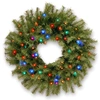 National Tree Company National Tree 24" Norwood Fir Wreath With 50 Multi Battery Operated Led Lights In Green