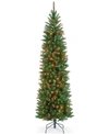 NATIONAL TREE COMPANY 7.5' KINGSWOOD FIR HINGED PENCIL TREE WITH 350 MULTICOLOR LIGHTS