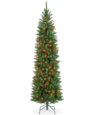 National Tree Company 7.5' Kingswood Fir Hinged Pencil Tree With 350 Multicolor Lights In Green