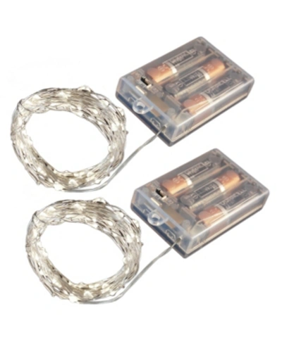 Macy's Lumabase Set Of 2, 100 Mini String Lights With Timer In White