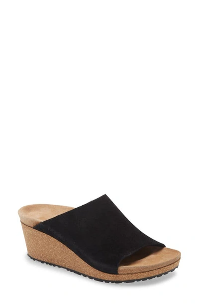 Birkenstock Papillio By  Namica Wedge Slide Sandal In Black Suede