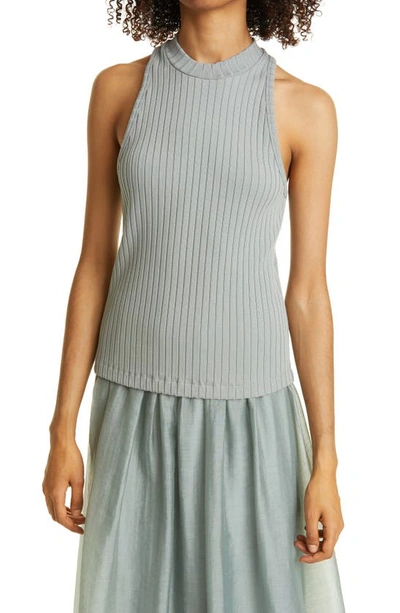 Vince Women's Ribbed Cotton-blend Racer Tank Top In Sea Stone