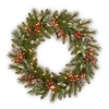 National Tree Company 24" Frosted Pine Berry Collection Wreaths With Cones, Red Berries, Silver Glittered Eucalyptus Leave In Green