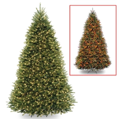 National Tree Company National Tree 9' Dunhill Fir Hinged Tree With 900 Low Voltage Dual Led Lights With 9 Function Footsw In Green