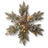 NATIONAL TREE COMPANY 18" GLITTERY BRISTLE PINE SNOWFLAKES WITH 6 CONES & 15 WARM WHITE BATTERY OPERATED LED LIGHTS W/TIME