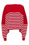 Valentino Oversized Boat-neck Striped Cotton Sweater In Rosso/ Avorio
