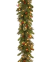 National Tree Company 9' Wintry Pine Garland With Cones, Red Berries, Snowflakes & 100 Clear Lights In Green