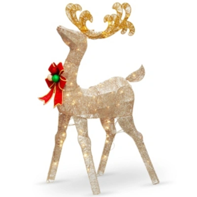 National Tree Company National Tree 48" Reindeer Decoration With White Led Lights In Gold