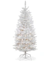 National Tree Company 4.5' Kingswood White Fir Hinged Pencil Tree With 150 Clear Lights In White