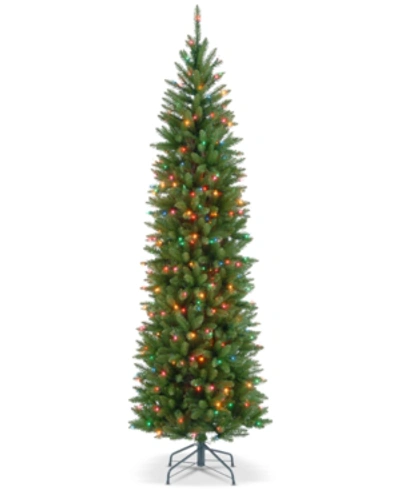 National Tree Company 6.5' Kingswood Fir Hinged Pencil Tree With 250 Multicolor Lights In Green