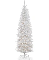 NATIONAL TREE COMPANY 7' KINGSWOOD WHITE FIR HINGED PENCIL TREE WITH 300 CLEAR LIGHTS