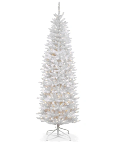 National Tree Company 7' Kingswood White Fir Hinged Pencil Tree With 300 Clear Lights