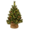 National Tree Company 3' Pine Cone Burlap Tree With 35 Warm White Battery Operated Led Lights W/ Timer In Green