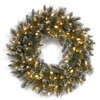 National Tree Company 24in Glittery Bristle Pine Wreath With 50 Soft White Led Lights In Green