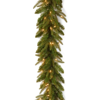 National Tree Company 9' X 10" "feel-real" Fraser Grande Garland With 100 Clear Lights In Green