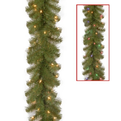 National Tree Company National Tree 9' X 10" North Valley Spruce Garland With 50 Battery Operated Dual Led Lights In Green