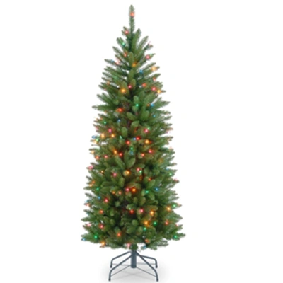 National Tree Company National Tree 4 .5' Kingswood Fir Hinged Pencil Tree With 150 Multi Lights In Green