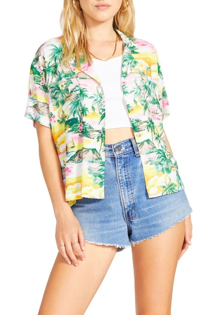 Bb Dakota By Steve Madden Bb Dakota Happy Camper Button-up Shirt In Multi