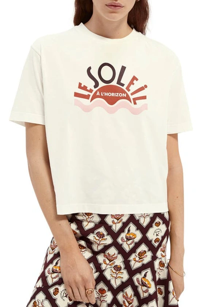 Scotch & Soda Relaxed-fit Graphic Organic Cotton T-shirt In White