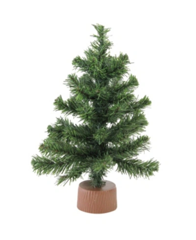 Northlight 12" Mini Canadian Pine Artificial Christmas Tree In Faux Wood Base In Green
