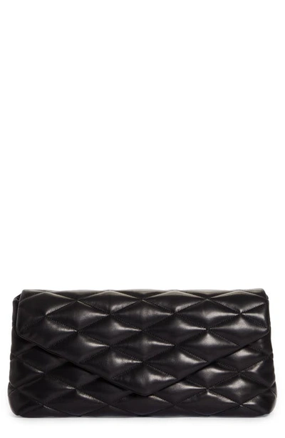 Saint Laurent Sade Leather Puffer Clutch In 1000 Nero