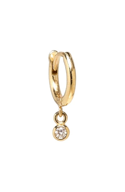 Zoë Chicco Single Diamond Drop Huggie Hoop Earring In 14k Yellow Gold