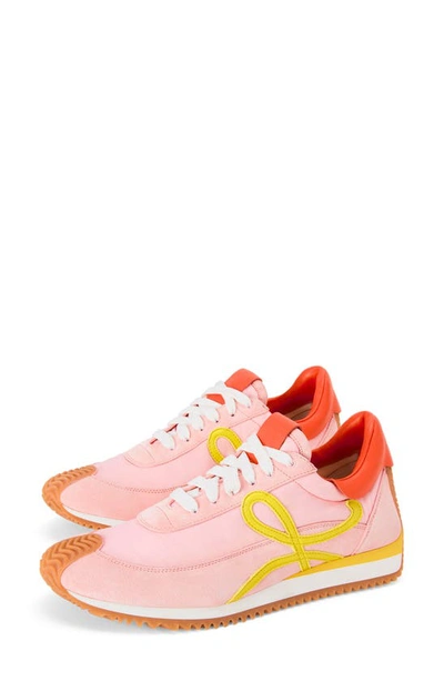 Loewe Flow Runner Leather, Suede And Shell Sneakers In Light Pink